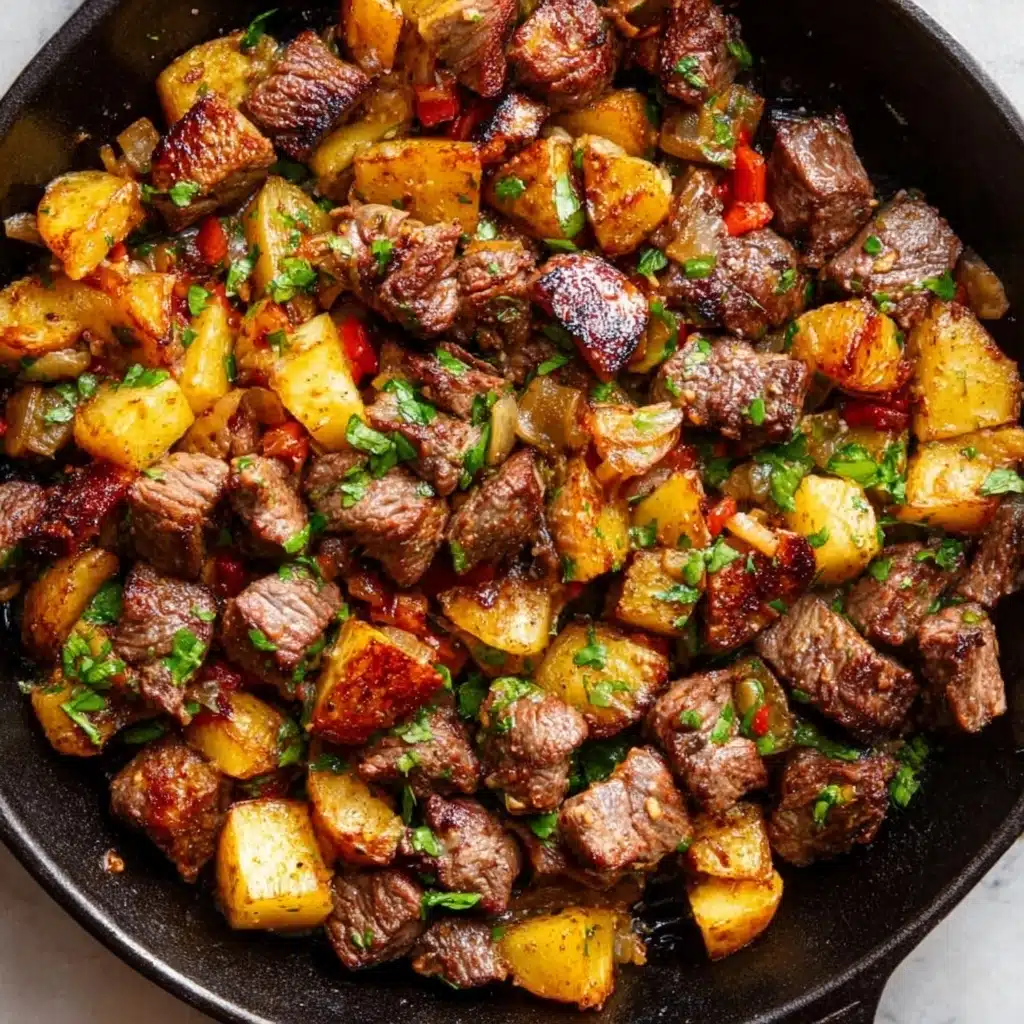Garlic Butter Steak Bites and Potatoes Recipe - Recipe Image