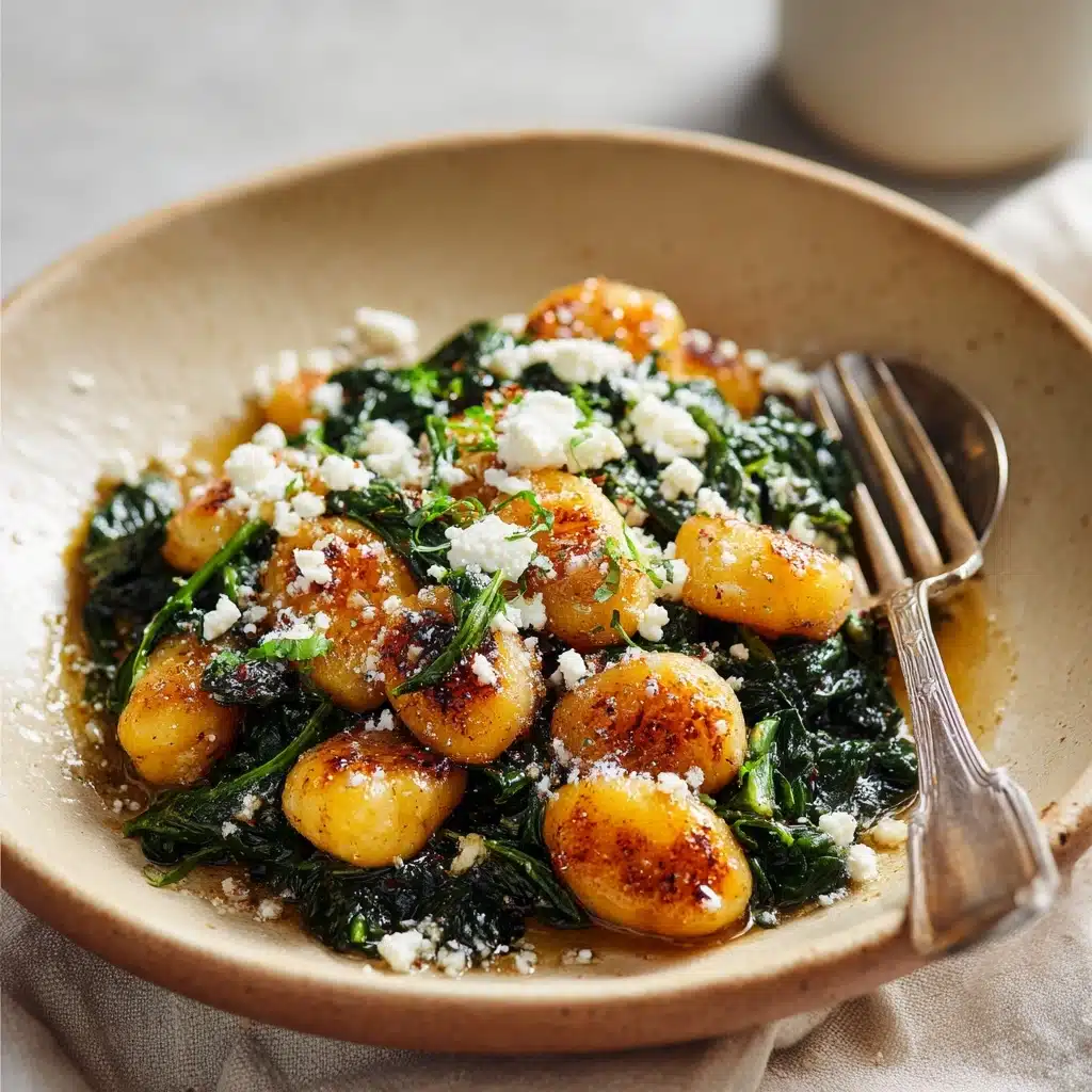 Crispy Gnocchi With Spinach And Feta Recipe - Recipe Image