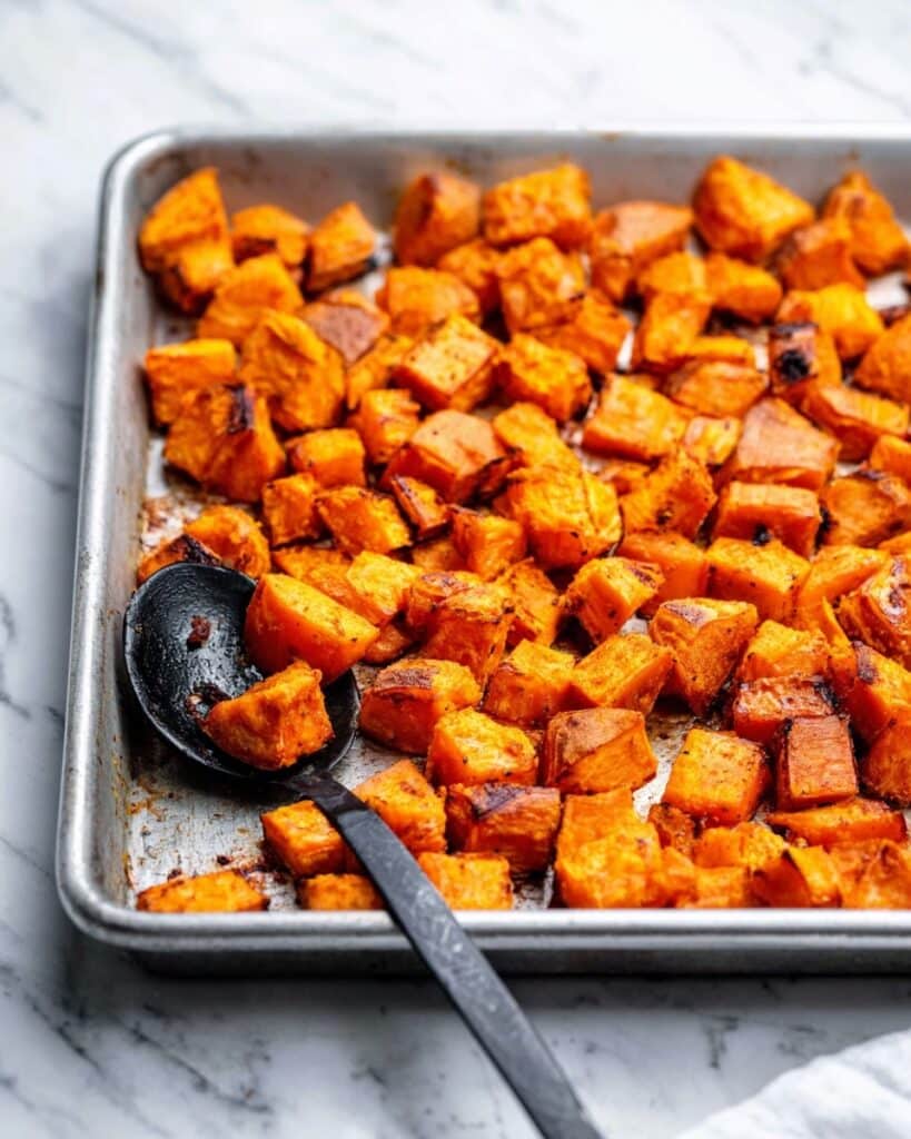 Sweet Roasted Sweet Potato Cubes with Spiced Brown Sugar Recipe