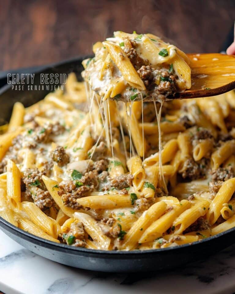 Cheesy Ground Beef Pasta Skillet Recipe