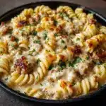 The Best Crockpot Garlic Parmesan Chicken Pasta Recipe