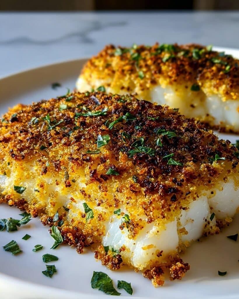 Garlic Parmesan Crusted Halibut Recipe