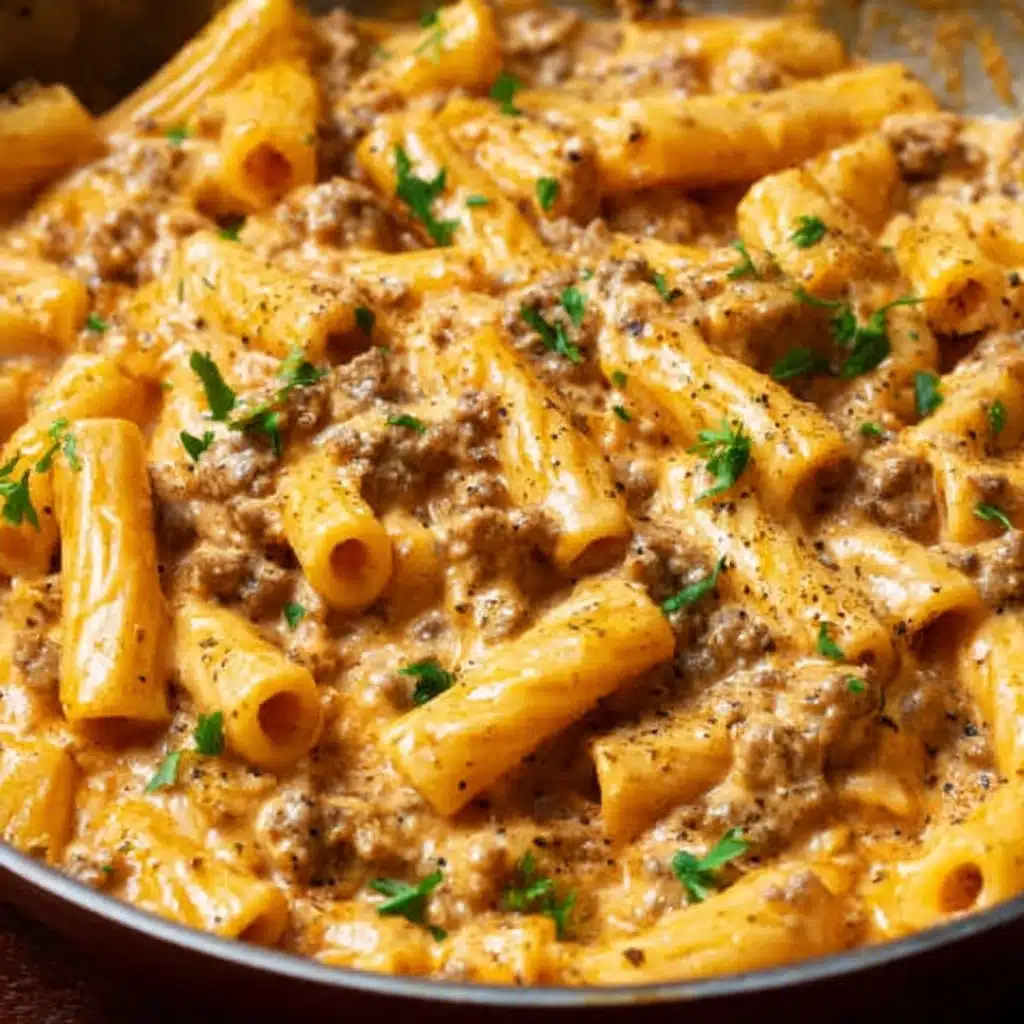 High Protein Creamy Beef Pasta Recipe - Recipe Image