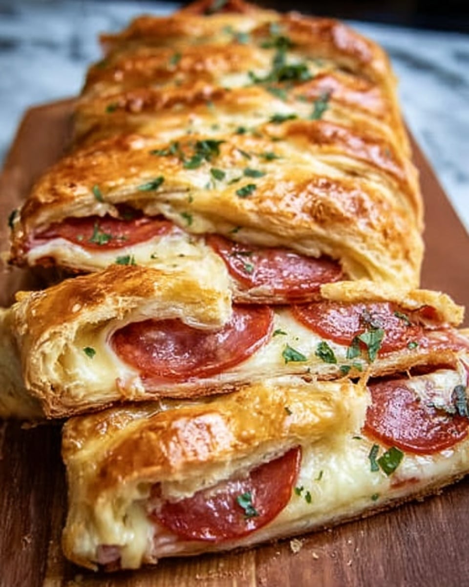 The image shows a soft, light golden brown bread base with a thick, melted white cheese layer on top. The cheese is creamy and gooey, covering the bread evenly, with a few light spots of browned cheese. Small green herbs are sprinkled across the cheese layer. The bread is placed on a wooden board with a white marbled texture in the background. photo taken with an iphone --ar 4:5 --v 7