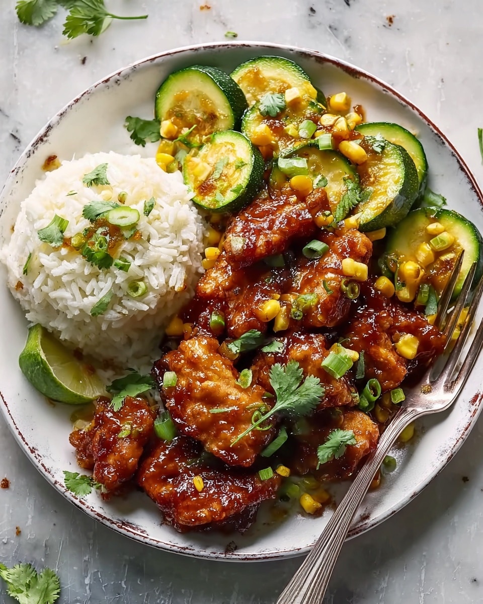 The image shows a silver baking tray filled with two large, golden-brown roasted chicken thighs placed on top of a colorful mix of roasted vegetables. The vegetables include small yellow potatoes, orange carrot pieces, and light beige chunks, all cooked to a soft texture with some browning. Small green herbs are scattered over the chicken and vegetables, adding a fresh touch. The tray sits on a white marbled surface. photo taken with an iphone --ar 4:5 --v 7