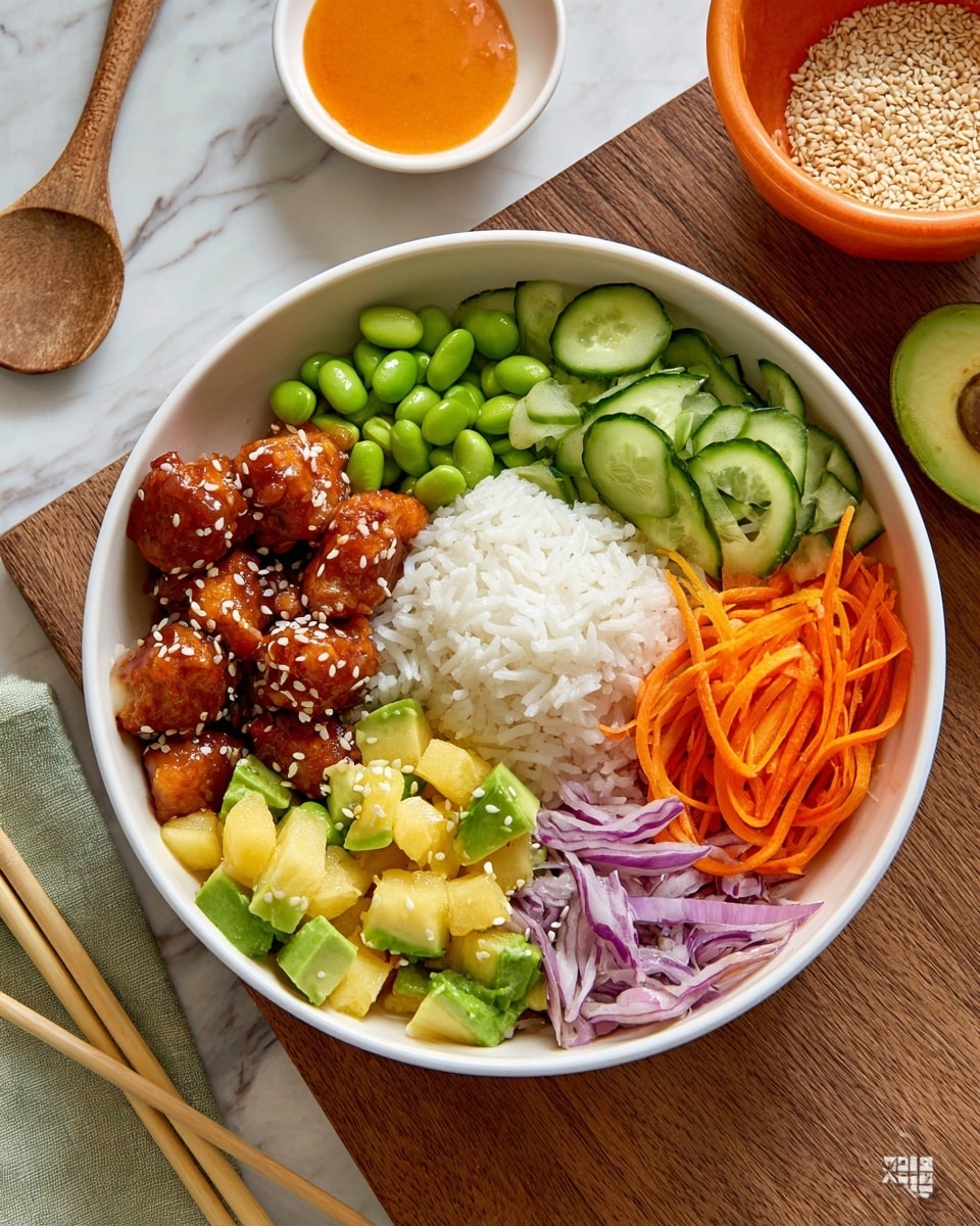 Hawaiian Inspired Chicken Poke Bowl Recipe