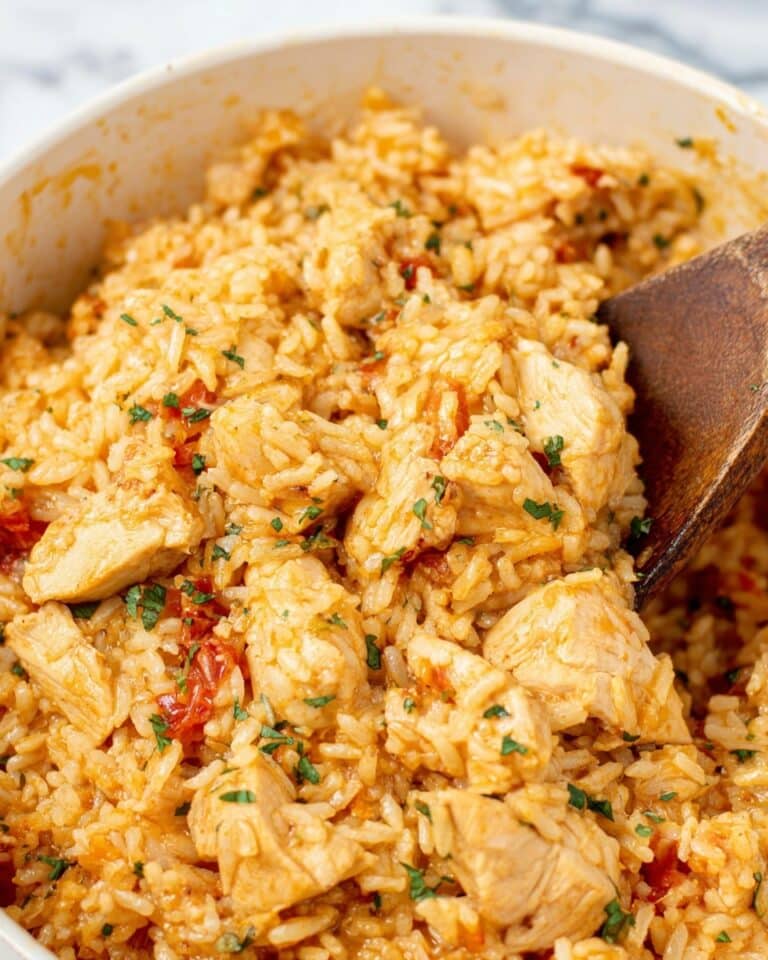 Easy One Pot Queso Chicken and Rice Recipe