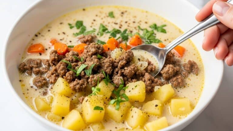 Crockpot Creamy Potato & Hamburger Soup Recipe