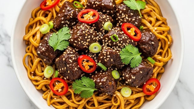 Sticky Beef Noodles Recipe