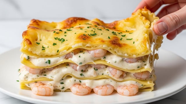 Garlic Butter Shrimp Scampi Lasagna Recipe