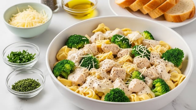 Easy Creamy Tortellini with Chicken and Broccoli Recipe
