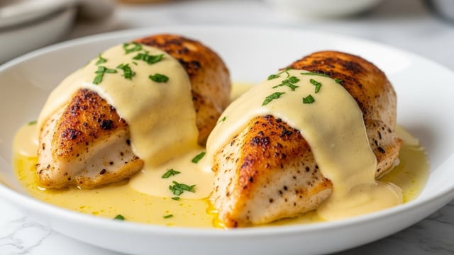 Mozzarella Chicken in Basil Cream Sauce Recipe