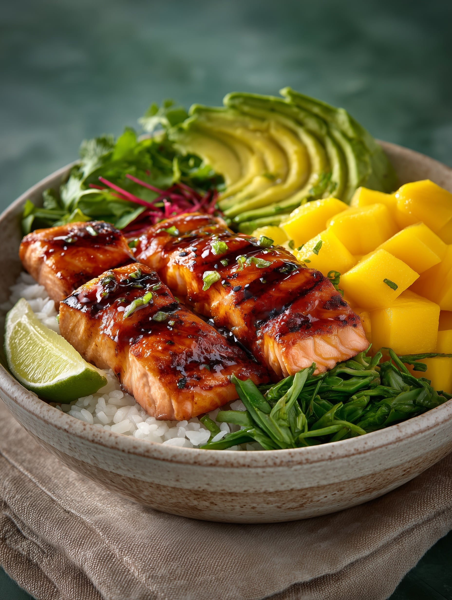 Hot Honey Salmon Bowls with Sriracha Mayo Recipe - Recipe Image