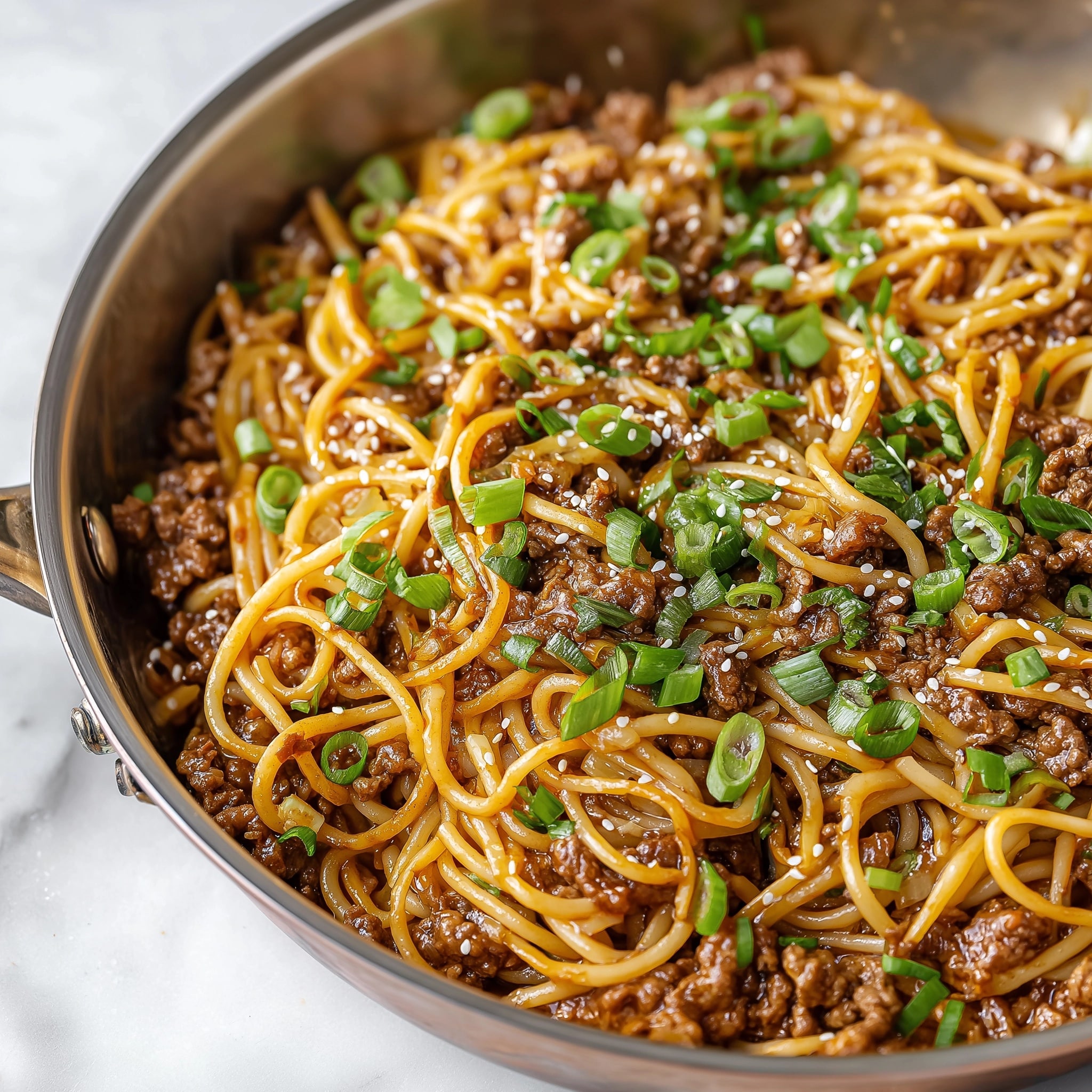Angel Hair Pasta with Chinese Beef Sauce Recipe - Recipe Image