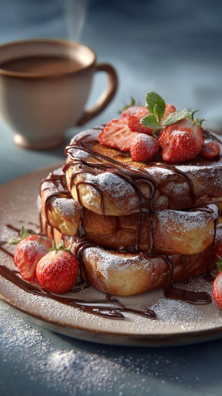 Red Velvet French Toast with Cream Cheese Filling and Fresh Berries Recipe