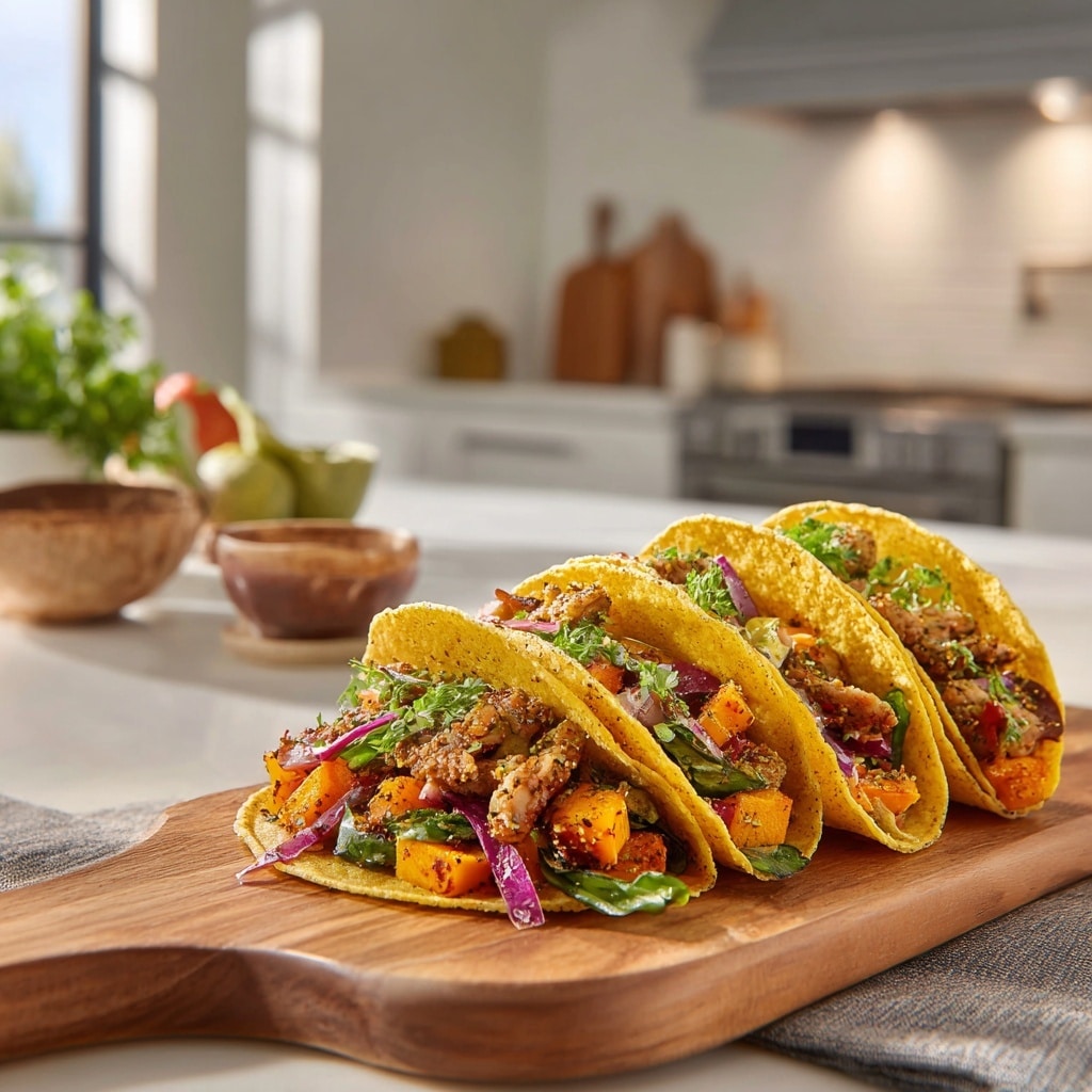 Air Fryer Avocado Tacos with Crispy Fried Avocado Wedges and Tangy Slaw Recipe - Recipe Image