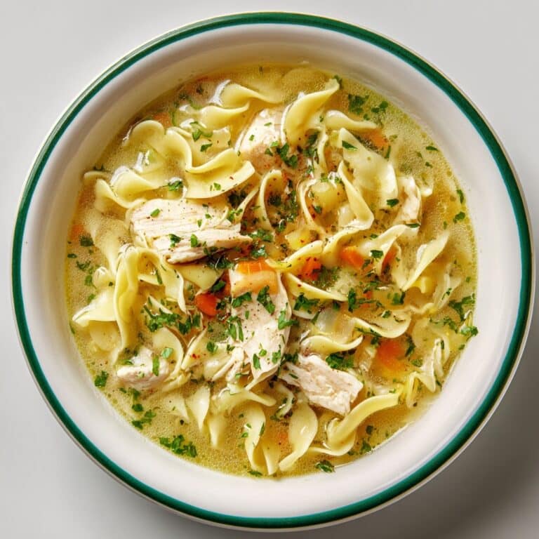 Creamy Chicken Noodle Soup with Sazon and Fresh Herbs Recipe