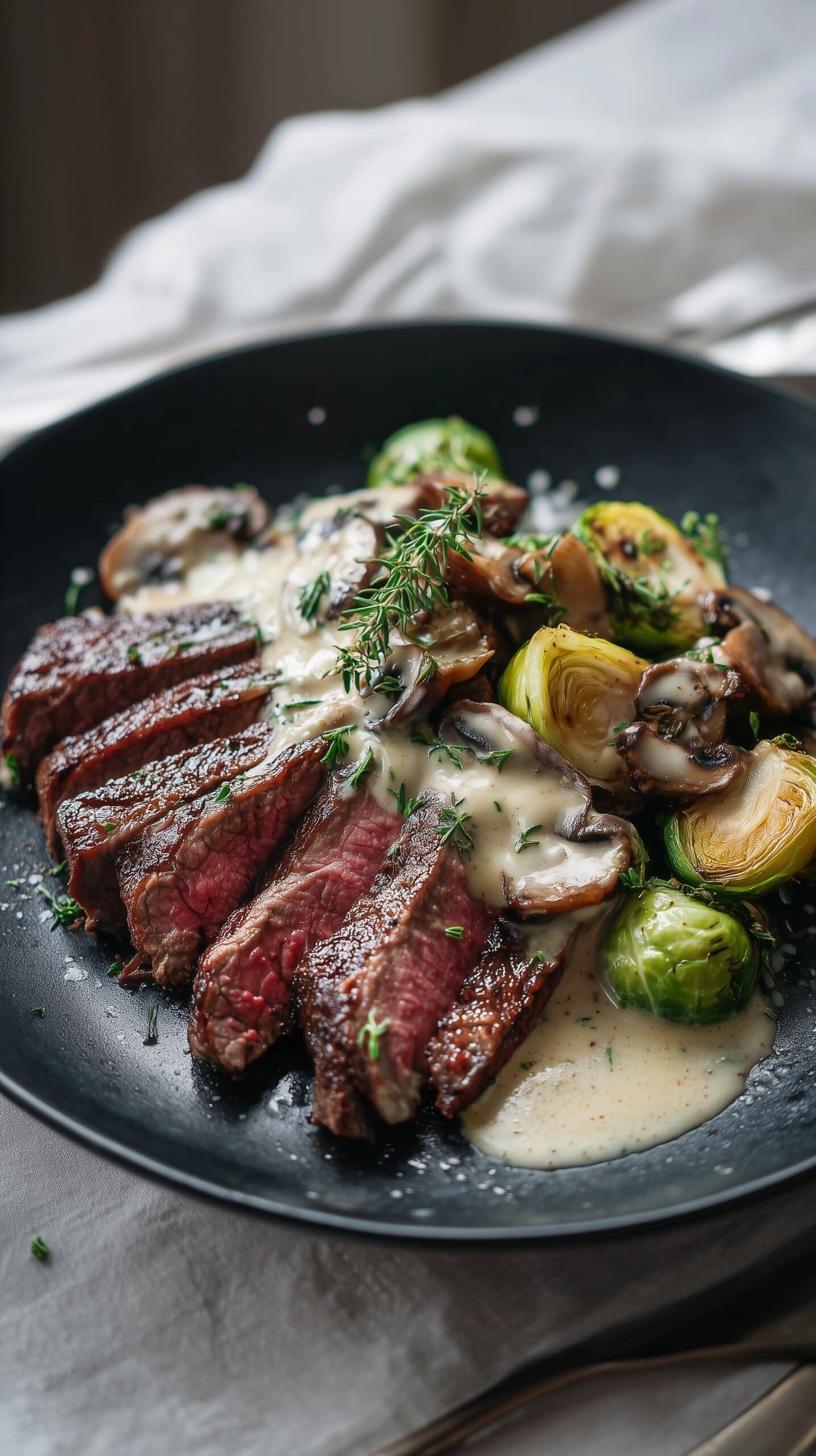 Creamy Garlic Butter Steak with Roasted Baby Potatoes Recipe - Recipe Image