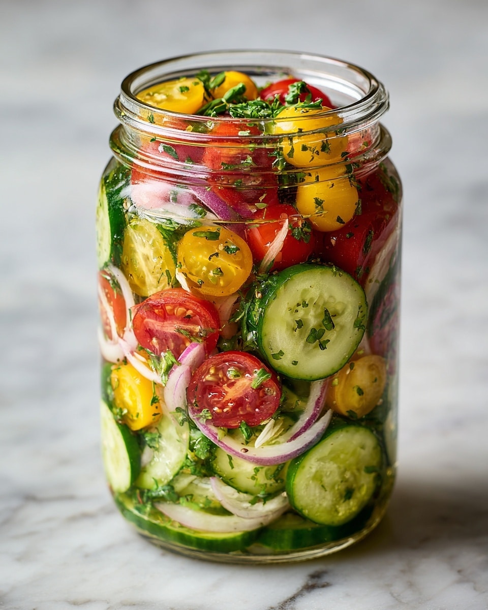 Marinated Cucumbers, Onions, and Tomatoes Recipe - Recipe Image