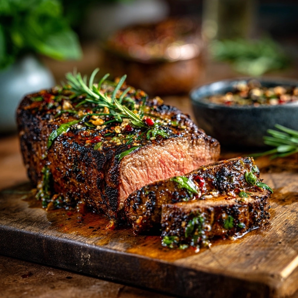 Balsamic Marinated Flank Steak with Blue Cheese Crust Recipe