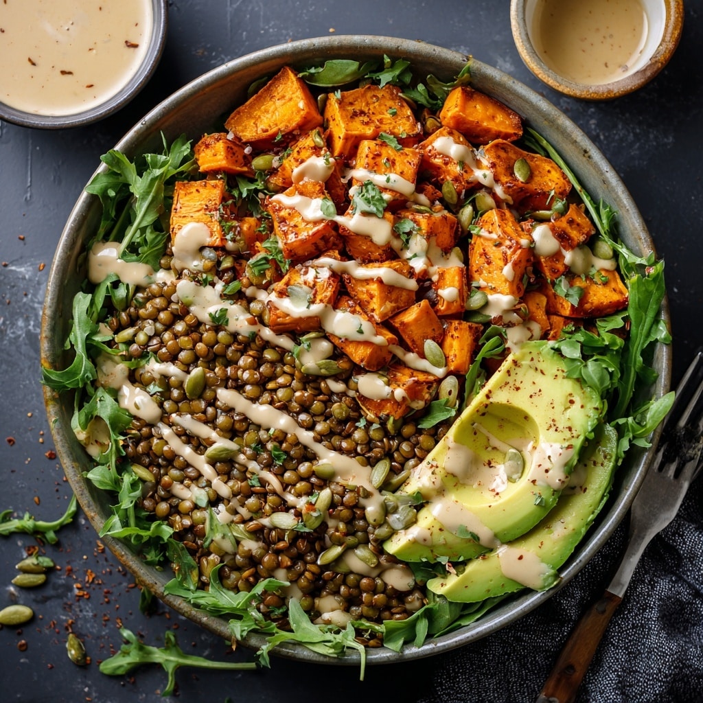 Savory Lentil Breakfast Bowl with Egg, Spinach, and Avocado Recipe - Recipe Image