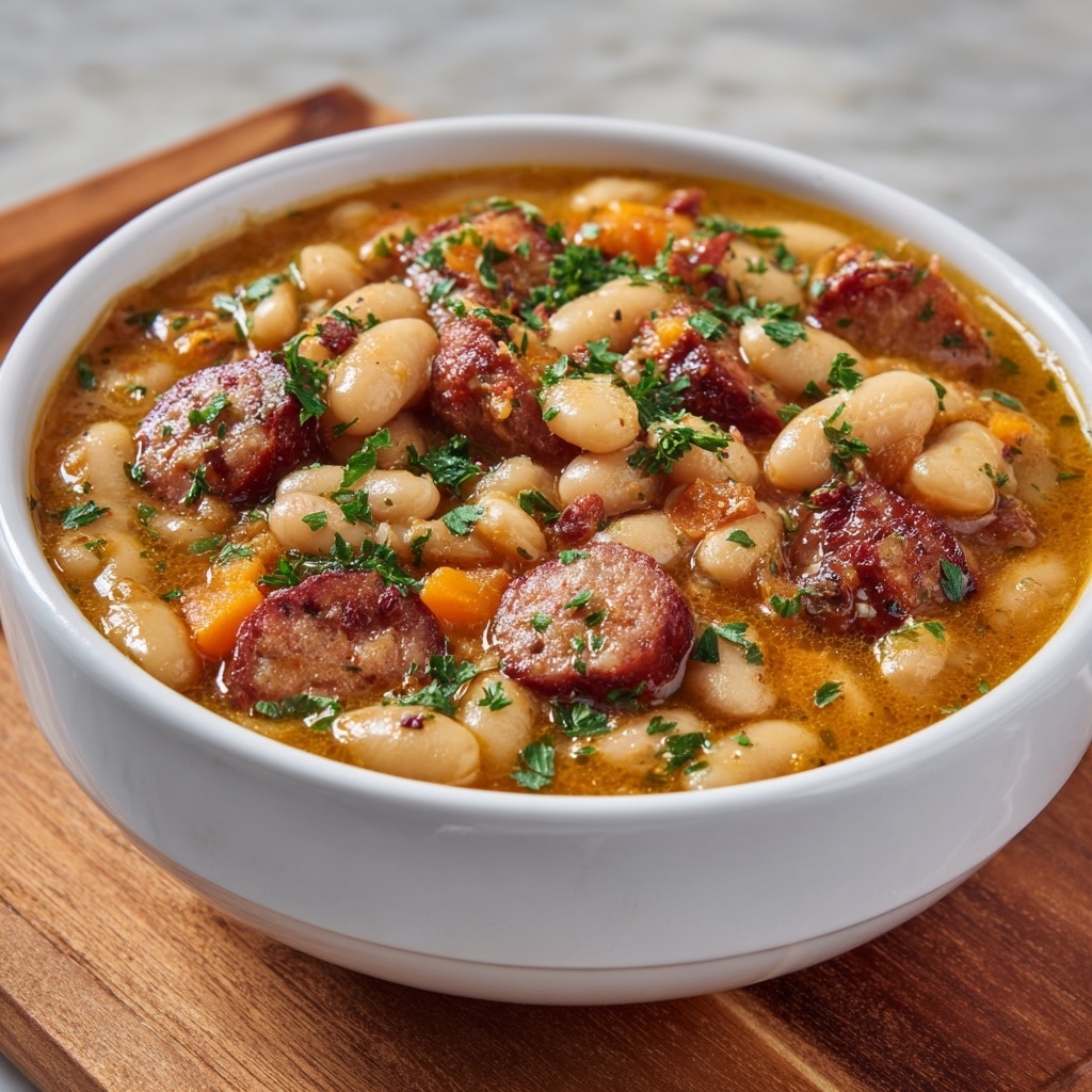 Ham and White Bean Soup with Spinach and Cream Recipe - Recipe Image