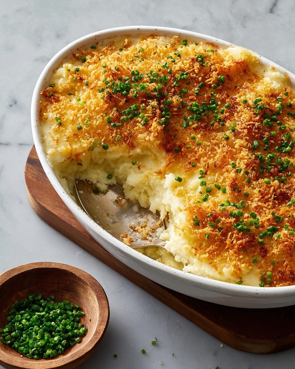 Mashed Potato Casserole with Thyme, Parmesan, and Crispy Panko Topping Recipe - Recipe Image