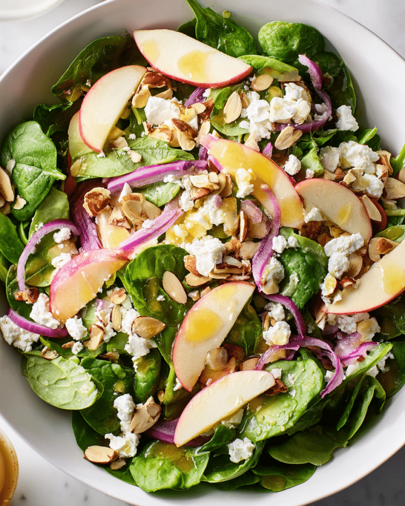 Spinach Salad with Apple, Feta, and Toasted Almonds Recipe