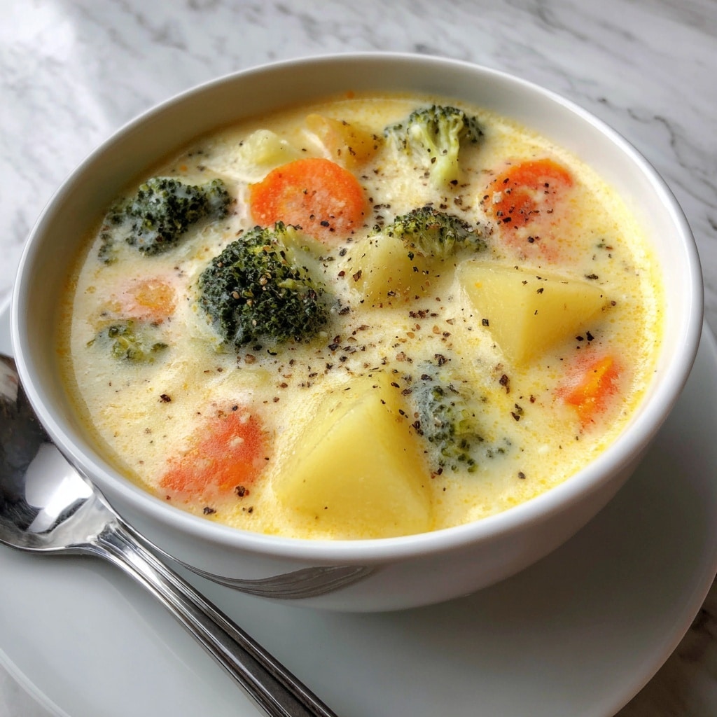 Creamy Broccoli Potato Cheese Soup Recipe - Recipe Image