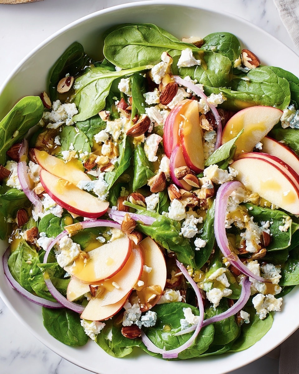 Spinach Salad with Apple, Feta, and Toasted Almonds Recipe - Recipe Image