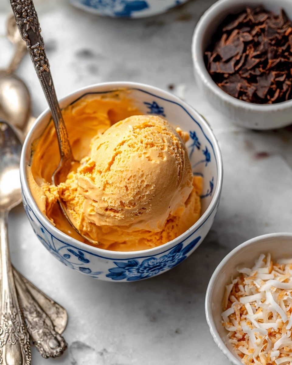 Thai Tea Ice Cream with Toasted Coconut Flakes Recipe - Recipe Image