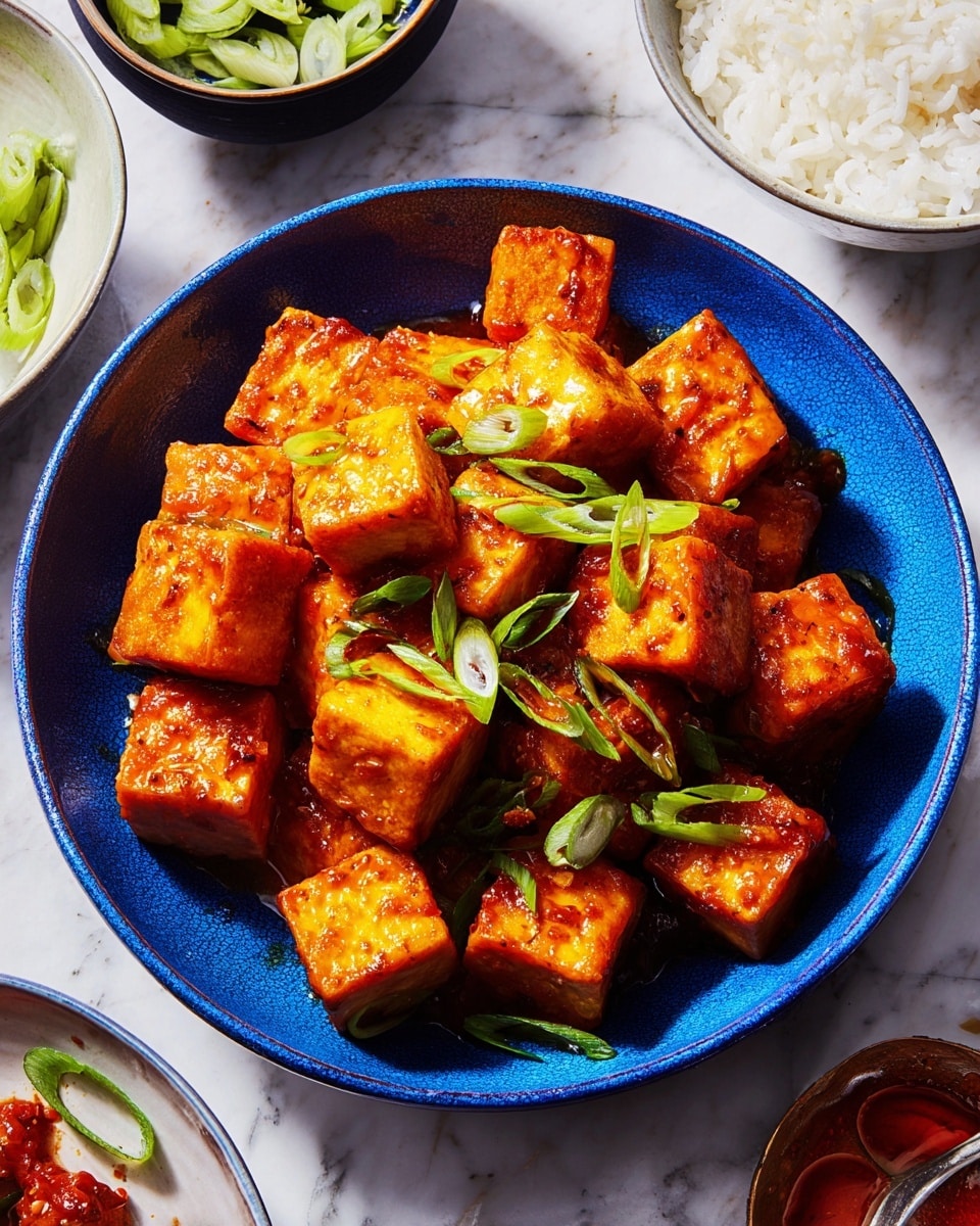 Crispy Fried Tofu with Gochujang Honey Glaze Recipe - Recipe Image