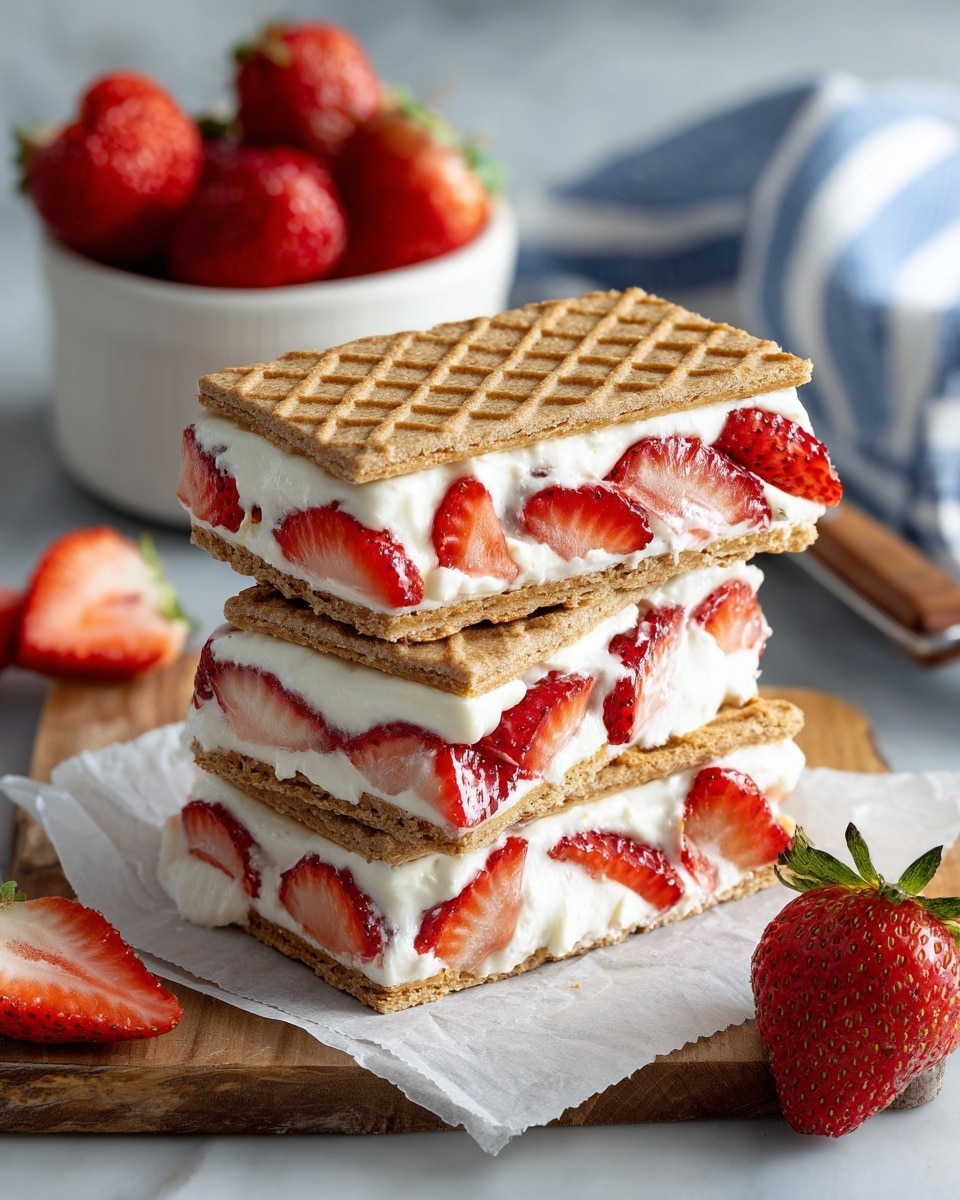 Japanese Cheesecake Ice Cream Sandwiches with Farmer Cheese and Strawberries Recipe - Recipe Image