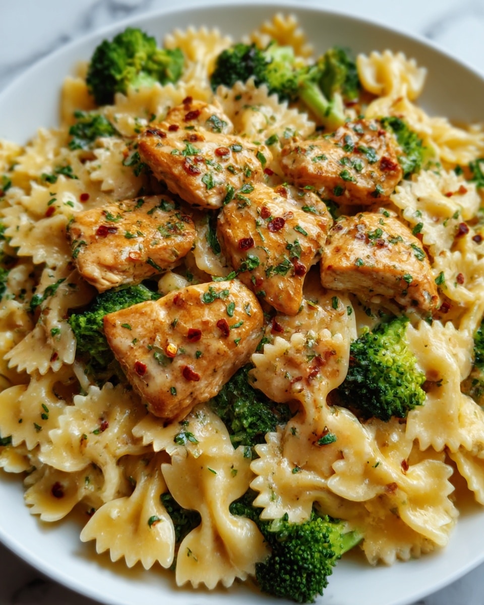 Cowboy Butter Lemon Bowtie Chicken with Broccoli Recipe - Recipe Image